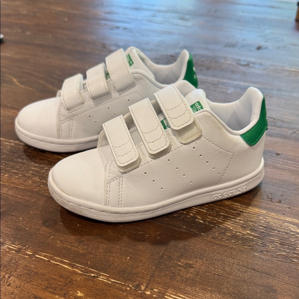 Adidas Kids White Sneakers with Green Accents